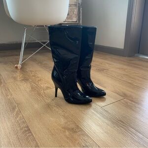 LANVIN Dark Navy Patent Leather Boots NWT